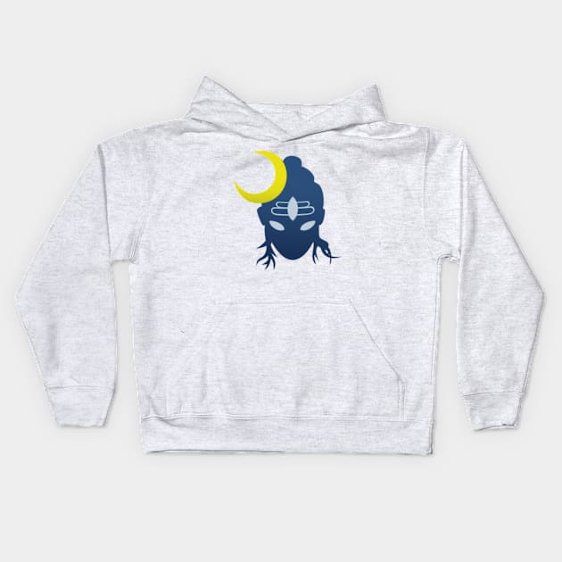 Shiva crescent moon Kids Hoodie by Kydpapaiya